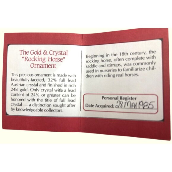 VTG Gold & Crystal Rocking Horse Ornament With 24K Gold Finish & Lead Austrian C - Picture 2 of 13